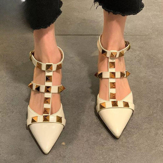 VALENTINO ROMAN STUD  ANKLE STRAP HELL Cream