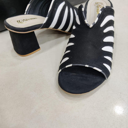 Retro Chunky Block Heeled Mules Sandals for Women.