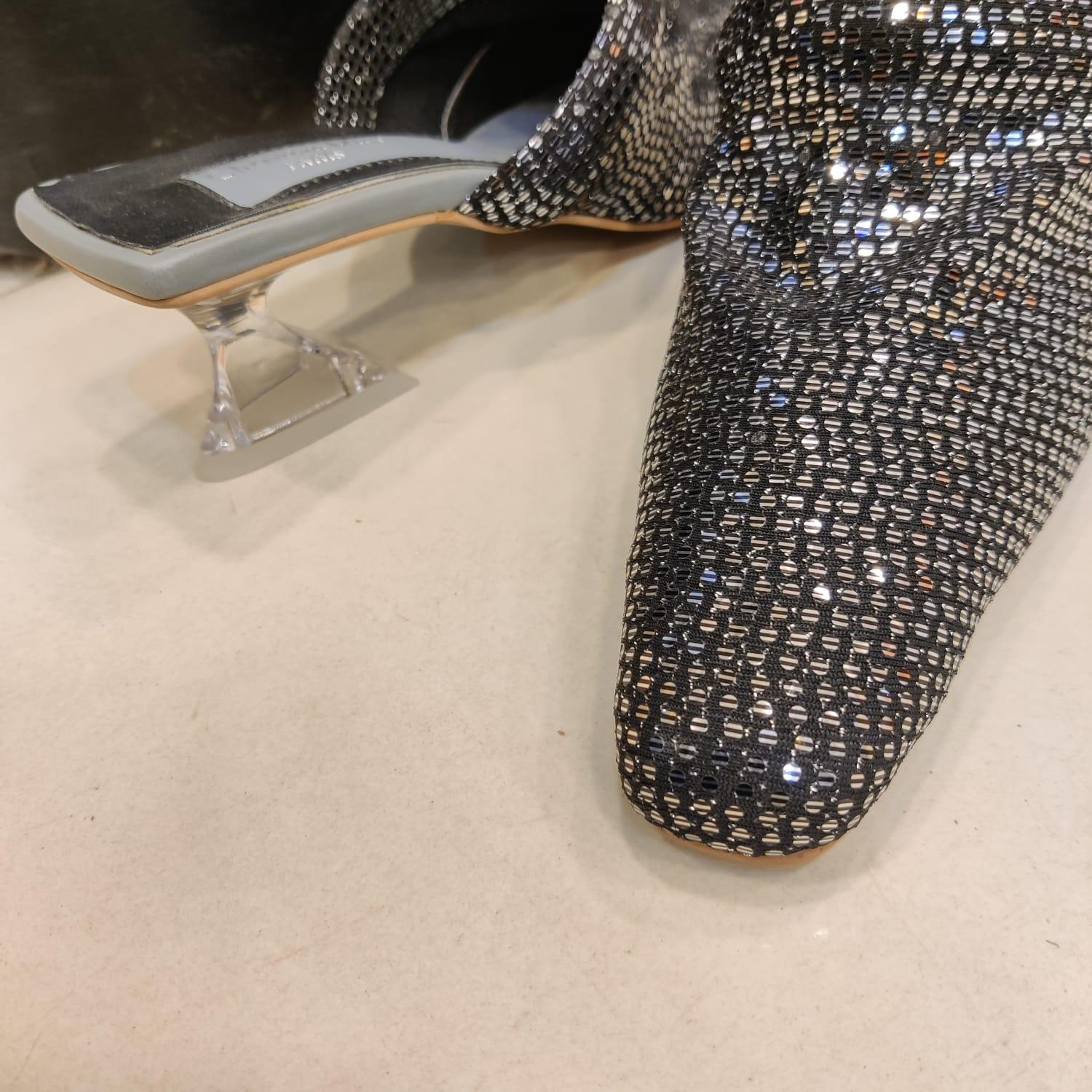 Black Silver Bling with transparent Heel.