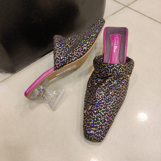 Pink Silver Bling with transparent Heel.
